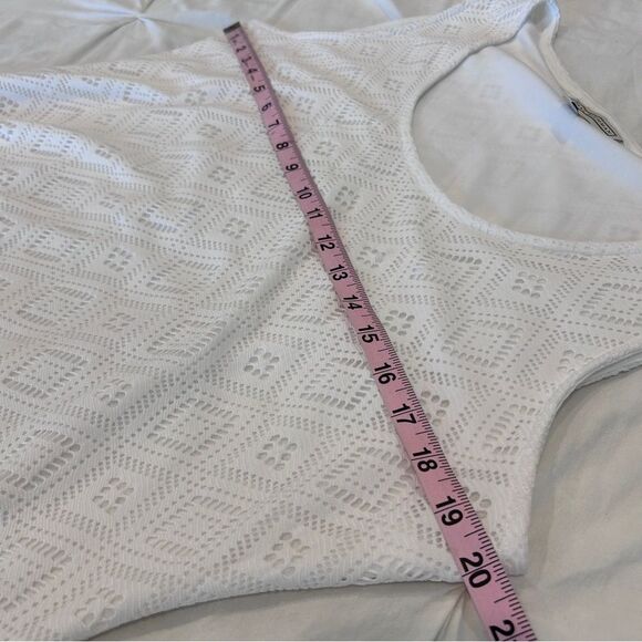 Dana Buchman White Eyelet Minimalist Crew Neck Sleeveless Mini Dress Size Large - Picture 7 of 8